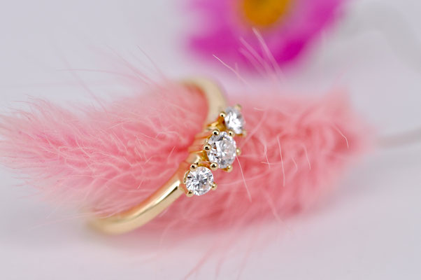Trilogie-Ring aus Gelbgold mit 3 Brillanten