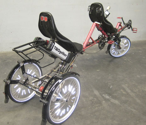 TWOgether Tandem Trike (construction site with pannier rack)