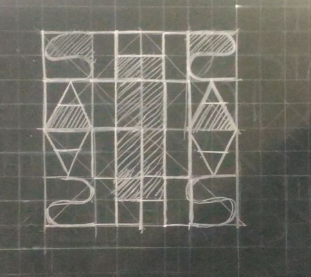 Quadrato di  4 x 4  o  8x8 quadretti e comporre simmetricamente.