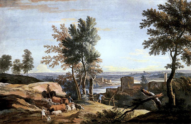 Fig.4 PAESAGGIO - Marco Ricci - Paesaggio con mandriano e cavaliere 