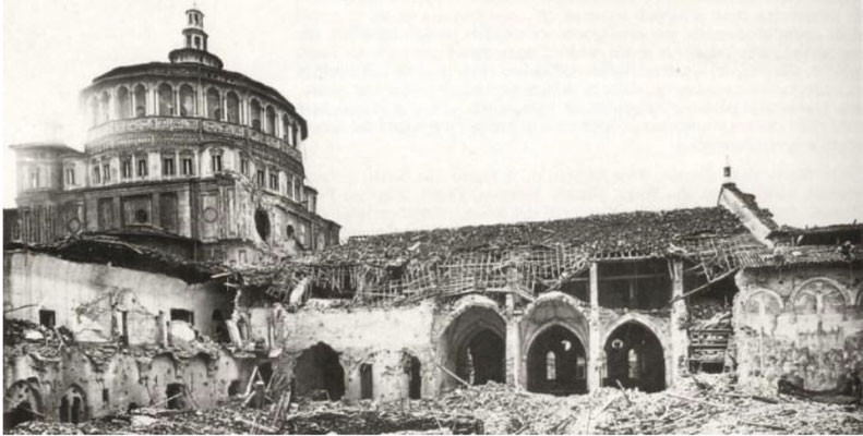Bombardamento del 1943 - Chiesa di Santa Maria delle Grazie a Milano.