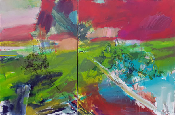 Spurensuche · Acryl auf Leinwand · Diptychon · 180 x 120 cm · 2022