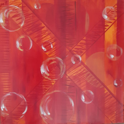 Escalier rouge / 50 x 50 cm / Huile / Prix : 100 euros