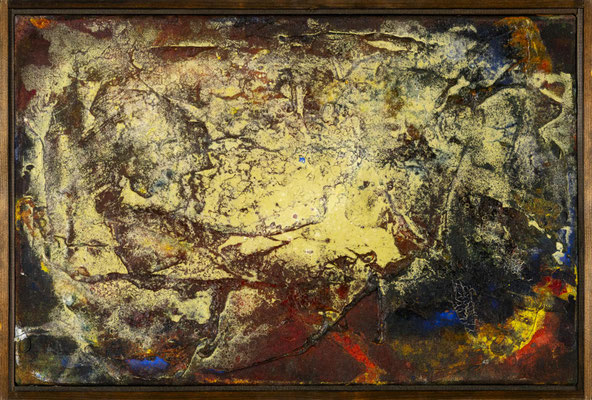 Gottfried Mairwöger, Port Louis, 1996, Öl und Sand auf Leinen, 38 x 57 cm - verfügbar
