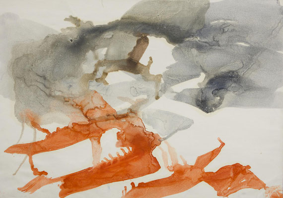 Gottfried Mairwöger, Schneeschmelze am Semmering, Öl auf Papier, 1976, 62,5 x 88 cm - verfügbar