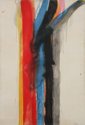 Gottfried Mairwöger Baumstamm Greit, 1975, Öl auf Leinen, Sammlung Rombold, OÖ LKG