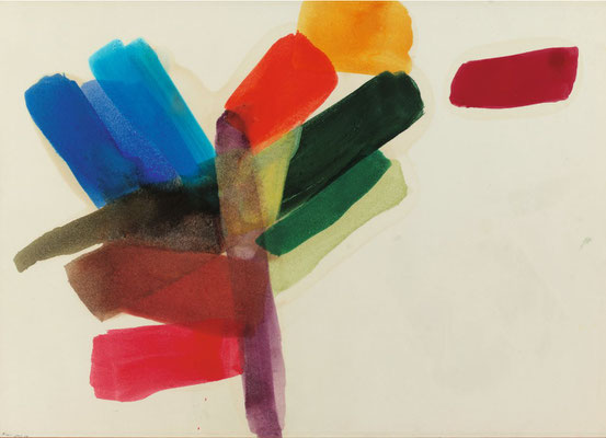 Gottfried Mairwöger, Ohne Titel, 1978, Öl und Aquarell auf Papier, 62 x 88 cm - Sammlung Investkredit, inzwischen verkauft