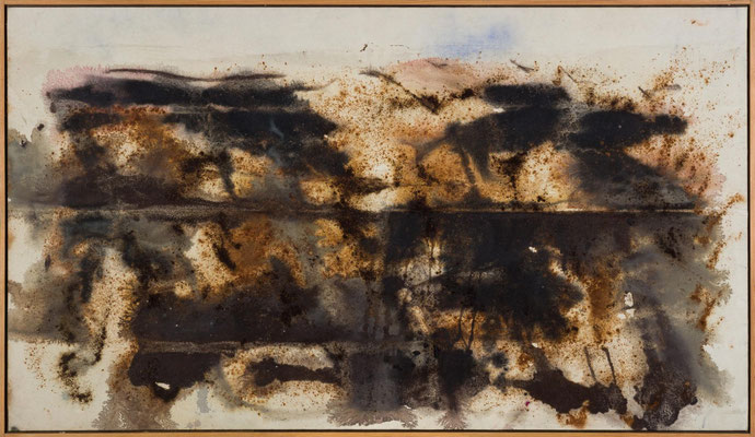 Gottfried Mairwöger, Ohne Titel, Erdpigmente und Sand auf Leinen, 146 x 84 cm