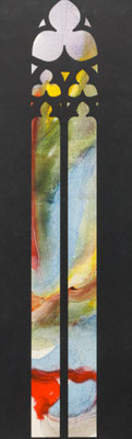 Gottfried Mairwöger, Ohne Titel (Glasfensterentwurf 1974, Kirche Enns), Öl auf Papier, Papierschablone, 88 x 30 cm - verfügbar
