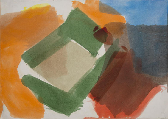 Gottfried Mairwöger, Paris to Spain, 1981, Öl auf Papier, 70 x 100 cm - verfügbar 