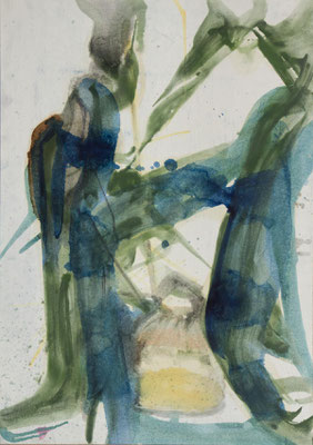 Gottfried Mairwöger, Kumazasa, 1975, Öl auf Papier, 88 x 62 cm - Privatsammlung Spanien