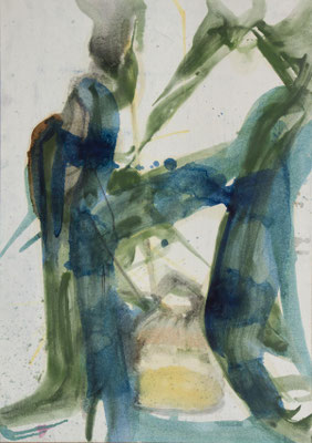 Gottfried Mairwöger, Kumazasa, 1975, Öl auf Papier, 88 x 62 cm - Privatsammlung Spanien