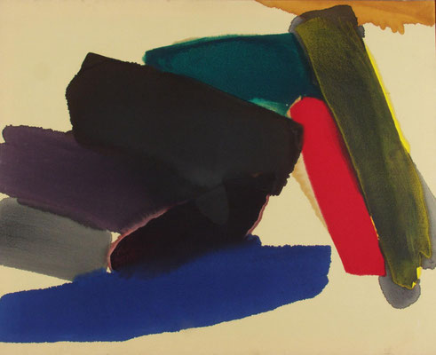 Gottfried Mairwöger, Schwebende Formen, 1977, Öl auf Leinen, 121,9 x 150 cm, Musee d Art Moderne Dunkerque