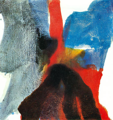 Gottfried Mairwöger, Blau - Rot - Braun, 1975, Öl auf Leinen, 94 x 88,5 cm - Privatsammlung