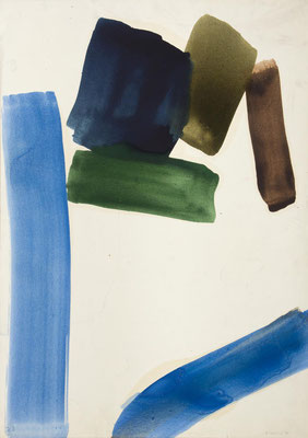 Gottfried Mairwöger, Grün-Blau, 1979, Öl auf Papier, 88 x 62 cm - Privatsammlung