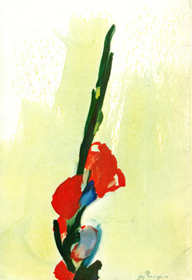 Gottfried Mairwöger, Gladiole, 1973, Öl auf Papier - Privatsammlung