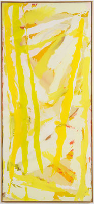 Gottfried Mairwöger, Grün - Gelb - Murau, 1982, Öl auf Leinen, 282 x 130 cm - MUMOK Museum Wien