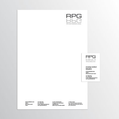 Geschäftspapiere für RPG Betonboden GmbH – Entwurf nicht realisiert