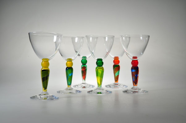 Eric Lindgren, Studioglas, geblasenes Glas, Kelche, Becher, Vase, Graal, Frankreich, verre soufflé