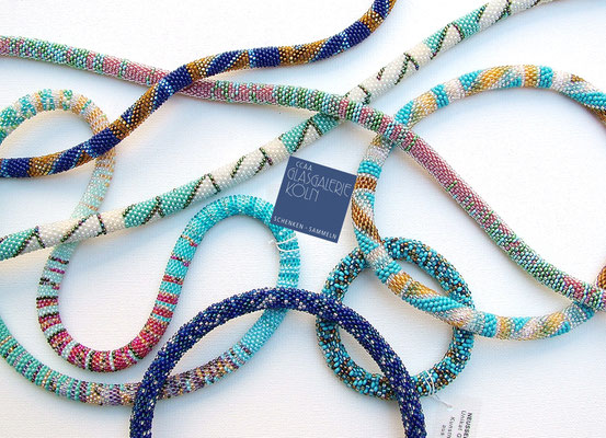 Franziska Neusser, Glasschmuck, Glasperlen, Ketten Halsketten Beads, Wien, handgemacht, Glaskunst