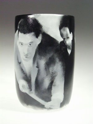 Rainer Metzger, Studioglas, Glasmalerei, geblasenes Glas, Gefäß, Vase, Topf, Frauenau, Bayerischer Wald