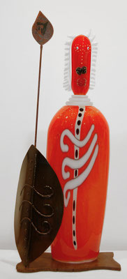 Olivier Mallemouche, Studioglas, geblasenes Glas, verre soufflé, Vase, Flakon, blownaway, hotglas, blattgold