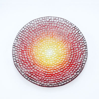 Gabriele Küstner, Fusing, Mosaikglas, Mosaicglass, Studioglas, Schliff, Schale, Teller, Rainbow, Regenbogen, Staatspreis