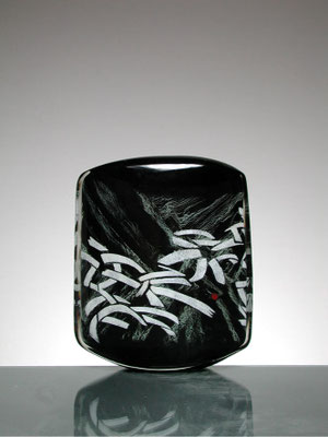 Alain & Marisa Begou, großes Vasenobjekt, Studioglas, Glaskunst, Vase, Glasmalerei, blownart