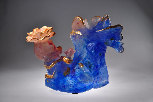 Antoon van Wijk, Studioglas, Pâte-de-verre, Skulptur, Amsterdam, Niederlande, Buddha, Gold, glassart, Glaskunst