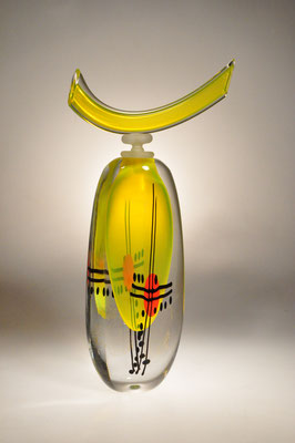 Olivier Mallemouche, Studioglas, geblasenes Glas, verre soufflé, Vase, Flakon, blownaway, hotglas, blattgold