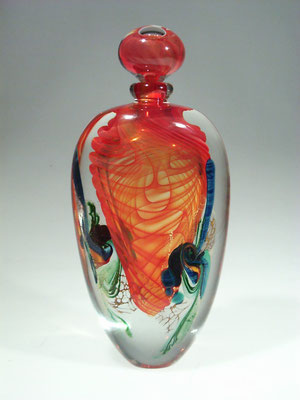 Robert Pierini, Vase, Flakon, Biot, verre soufflé, Studioglas, hotglass, blownglass, Kunsthandwerk, handmade