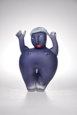 Giampaolo Amoruso, blaue Glasfigur, Studioglas Glaskunst blownglass