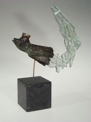 Sjaak Smetsers, Studioglas, Bronze, Skulptur, Fusing., Glasundbronze, NOederlande