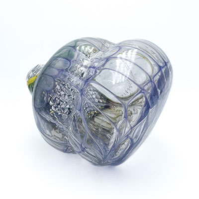 Jörg F. Zimmermann, Studioglas, Wabenobjekt, Sandguss, Glaskunst, glassart, Oxyde, drahtnetz, gitter, wabe