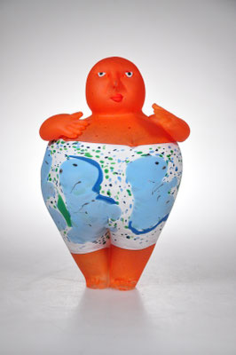 Giampaolo Amoruso, orange Glasfigur, Puppet,  Studioglas Glaskunst blownglass