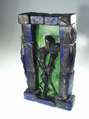 Hartmann Greb, Pâte-de-verre, killncast, fromgeschmolzen. Skulptur, Studioglas, Kopf, Figur, Mensch