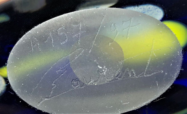 Eric Laurent, Studioglas, Hotglas, blownaway, Überfang, Kunsthandwerk, Vase, Flakon, Blattgold, verre soufflé