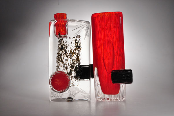 Antoine Pierini, verre soufflé, sculpture, Biot, Studioglas, glassart, Flacon, pressepapiers, paperweight, blownaway