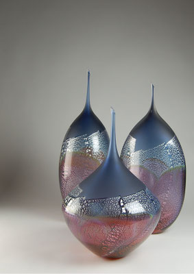 Olivier Mallemouche, Studioglas, geblasenes Glas, verre soufflé, Vase, Flakon, blownaway, hotglas, blattgold