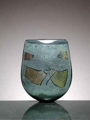 Alain & Marisa Begou, großes Vasenobjekt, Studioglas, Glaskunst, Vase, Glasmalerei, blownart