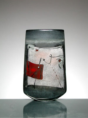 Alain & Marisa Begou, großes Vasenobjekt, Studioglas, Glaskunst, Vase, Glasmalerei, blownart