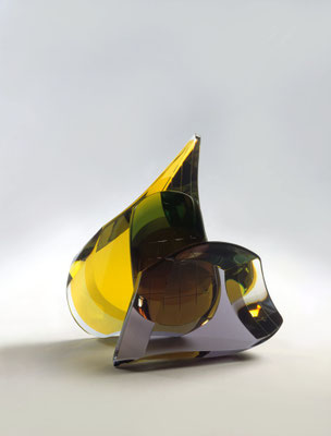 Lothar Göbel, Stein-Glas-Stein. Skulptur, Staatspreis, abstrakt, Glaskunst