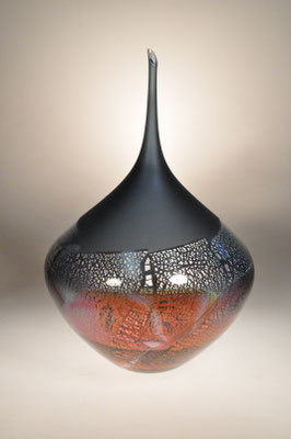 Olivier Mallemouche, Studioglas, geblasenes Glas, verre soufflé, Vase, Flakon, blownaway, hotglas, blattgold