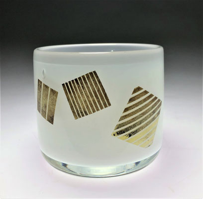 Mieke Groot, Studioglas, Vase, blownglass, verre soufflé, Emmaille, Unkat, Gefäß, Kunsthandwerk