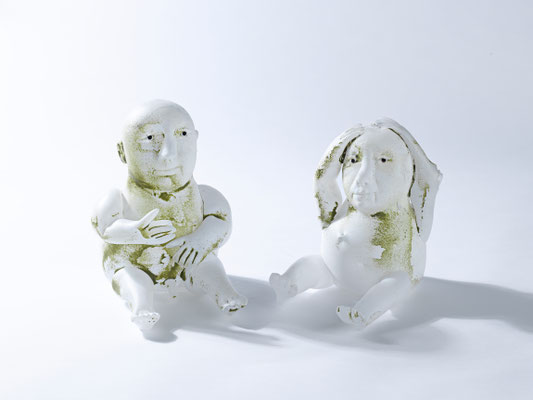 Giampaolo Amoruso, zwei Glasfiguren, Studioglas Glaskunst blownglass
