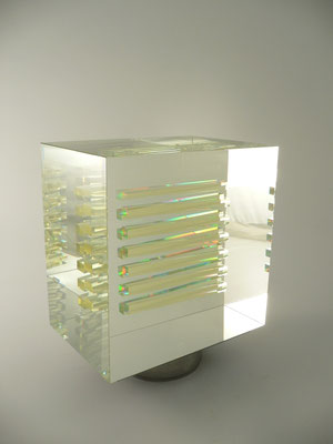 Gerd Kruft, Studioglas, optisches glas, Glaskunst, Essen, Gefäß, Vase, Saturn, John Kuhn, Schliff, Farbe