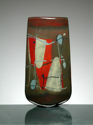 Alain & Marisa Begou, großes Vasenobjekt, Studioglas, Glaskunst, Vase, Glasmalerei, blownart