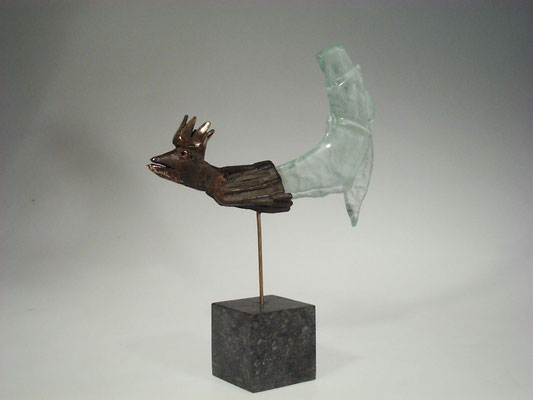 Sjaak Smetsers, Studioglas, Bronze, Skulptur, Fusing., Glasundbronze, NOederlande