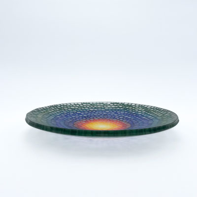 Gabriele Küstner, Fusing, Mosaikglas, Mosaicglass, Studioglas, Schliff, Schale, Teller, Rainbow, Regenbogen, Staatspreis