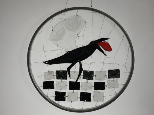 Karin Hubert, Scherbengeschichten, Collagen, Glaskunst, Glasbild, Installation